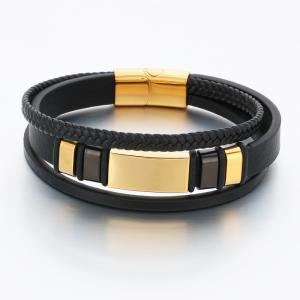 Stainless Steel Leather Bracelet - KB189634-CX