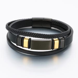 Stainless Steel Leather Bracelet - KB189635-CX