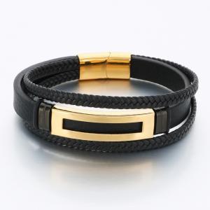 Stainless Steel Leather Bracelet - KB189636-CX