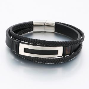 Stainless Steel Leather Bracelet - KB189637-CX