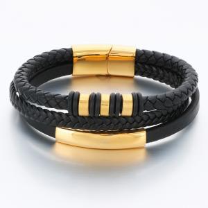 Stainless Steel Leather Bracelet - KB189639-CX