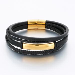 Stainless Steel Leather Bracelet - KB189641-CX