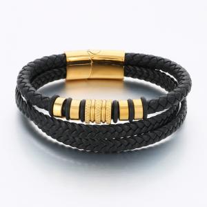 Stainless Steel Leather Bracelet - KB189642-CX