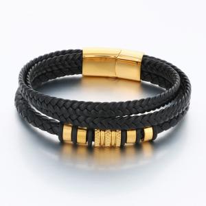 Stainless Steel Leather Bracelet - KB189643-CX