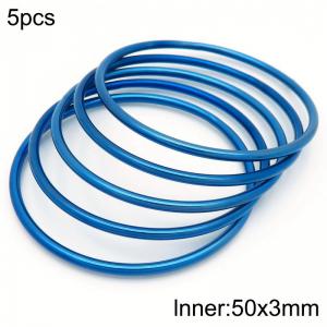 50x3mm Round Blue Titanium Comfortable Bracelet Stainless Steel Jewelry Bangles 5pcs A set - KB190399-GC