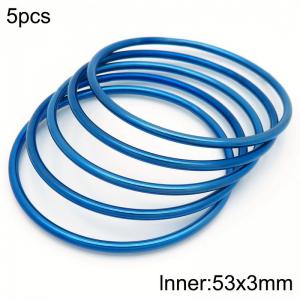 53x3mm Round Blue Titanium Comfortable Bracelet Stainless Steel Jewelry Bangles 5pcs A set - KB190400-GC