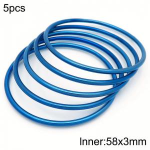 58x3mm Round Blue Titanium Comfortable Bracelet Stainless Steel Jewelry Bangles 5pcs A set - KB190402-GC