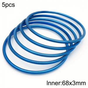 68x3mm Round Blue Titanium Comfortable Bracelet Stainless Steel Jewelry Bangles 5pcs A set - KB190406-GC