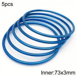 73x3mm Round Blue Titanium Comfortable Bracelet Stainless Steel Jewelry Bangles 5pcs A set - KB190407-GC