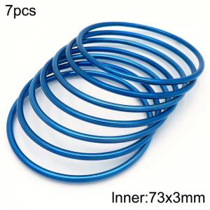 73x3mm Round Blue Titanium Comfortable Bracelet Stainless Steel Jewelry Bangles 7pcs A set - KB190416-GC