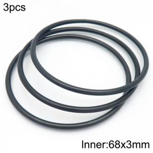 68x3mm Round Black Titanium Comfortable Bracelet Stainless Steel Jewelry Bangles 3pcs A set - KB190452-GC