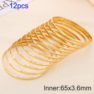 12pcs 65X3.6mm Women Gold-Plated Simple Stainless Steel Bangle Set - KB190794-GC