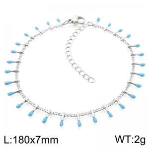 Blue Water Drop Pendant Ladies Stainless Steel Bracelet - KB190893-Z