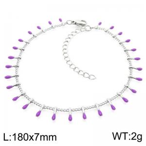 Purple Water Drop Pendant Ladies Stainless Steel Bracelet - KB190894-Z