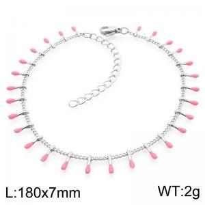 Pink Water Drop Pendant Ladies Stainless Steel Bracelet - KB190895-Z