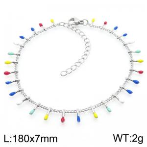 Colourful Water Drops Pendant Ladies Stainless Steel Bracelet - KB190898-Z