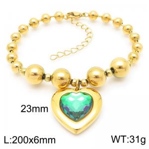 Light Luxury Green Teardrop Pendant Ladies Stainless Steel Bracelet - KB190899-Z