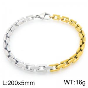 5mm Stainless Steel Link Chain Bracelets For Men And Women Simple Fashion Two-patch Color Jewelry - KB202430-Z