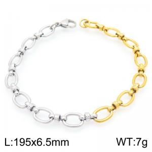 18k Gold Stainless Steel Gold and Silver Color Knot Oval Hollow Circle Cross Chain Bracelets - KB202431-Z