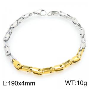 4mm Stainless Steel Link Chain Bracelets For Men And Women Simple Fashion Two-patch Color Jewelry - KB202432-Z