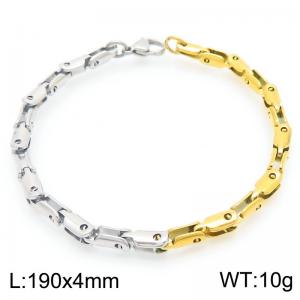 4mm Stainless Steel Link Chain Bracelets For Men And Women Simple Fashion Two-patch Color Jewelry - KB202433-Z