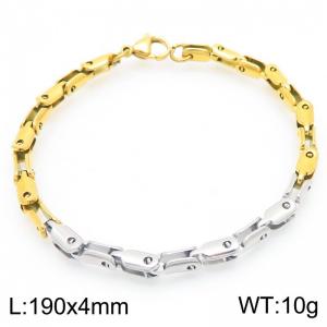 4mm Stainless Steel Link Chain Bracelets For Men And Women Simple Fashion Two-patch Color Jewelry - KB202434-Z