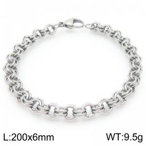 200 × 6mm stainless steel fashion creative personality double round splicing chain lobster buckle jewelry charm silver bracelet - KB202441-Z