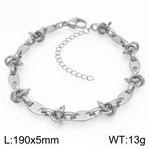 Simple and stylish stainless steel knotted pig nose chain bracelet - KB203441-Z