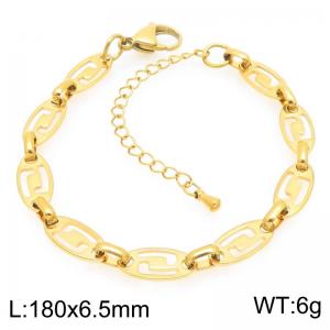 Simple and stylish stainless steel hollow bracket pattern oval splicing chain bracelet - KB203446-Z