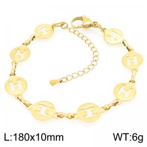 Simple and stylish stainless steel hollow letter H splicing chain bracelet - KB203448-Z