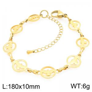 Simple and stylish stainless steel hollow bird pattern splicing chain bracelet - KB203450-Z