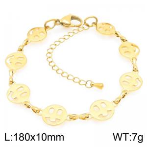 Simple and stylish stainless steel hollow smiling face pattern splicing chain bracelet - KB203452-Z