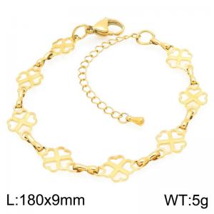 Simple and stylish stainless steel hollow out clover pattern splicing chain bracelet - KB203454-Z