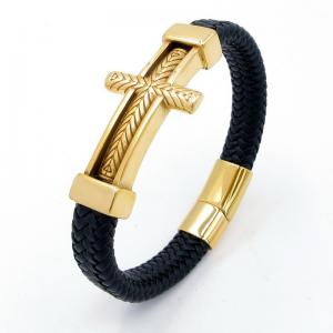 Stainless Steel Leather Bracelet - KB203984-CX