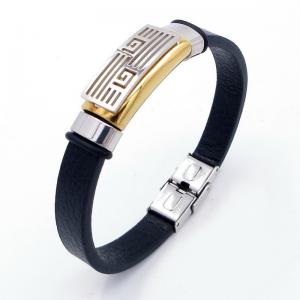 Stainless Steel Leather Bracelet - KB204005-JZ