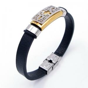 Stainless Steel Leather Bracelet - KB204007-JZ