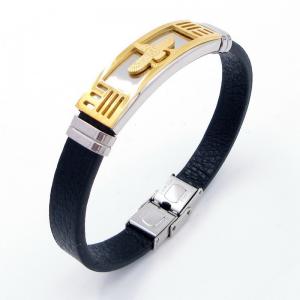Stainless Steel Leather Bracelet - KB204009-JZ