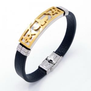 Stainless Steel Leather Bracelet - KB204012-JZ