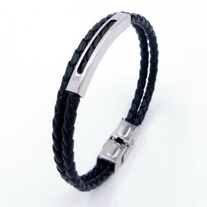 Stainless Steel Leather Bracelet - KB204014-JZ