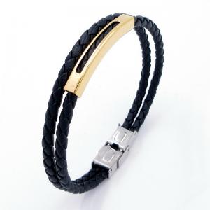 Stainless Steel Leather Bracelet - KB204015-JZ