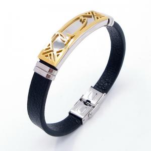 Stainless Steel Leather Bracelet - KB204019-JZ