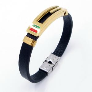 Stainless Steel Leather Bracelet - KB204028-JZ