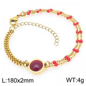 Boho Stone Charm Bracelet Women's Gold Color Stainless Steel Jewelry - KB204065-Z