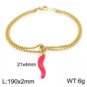 Elegant Gold Color Link Bracelet for Women Adorned with Chili  Charms Stainless Steel Jewelry - KB204540-Z