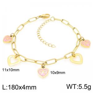 Fashionable and personalized stainless steel heart-shaped bow patterned necklace - KB204544-ZG