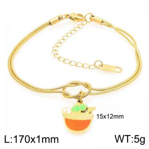 Fashionable vacation style stainless steel double-layer knotted snake chain paired with beach beverage pendant - KB204550-Z