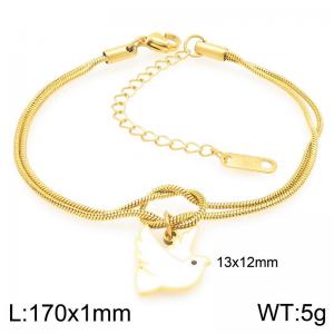 Fashionable vacation style stainless steel double-layer knotted snake chain paired with bird pendant - KB204551-Z