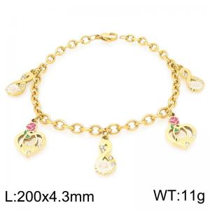 Personalized design stainless steel bracelet paired with diamond studded floral pendant - KB204552-Z
