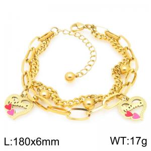 Mother's Day gift: Stainless steel multi-layer bracelet paired with Mama colored heart pendant - KB204554-Z