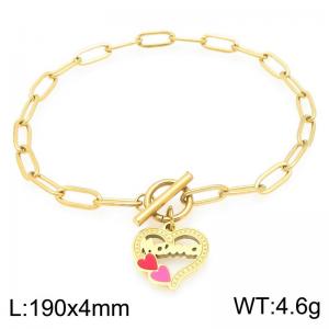Mother's Day gift stainless steel bracelet paired with Mama colored heart pendant - KB204555-Z